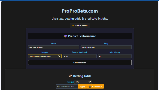 ProProBets screenshot