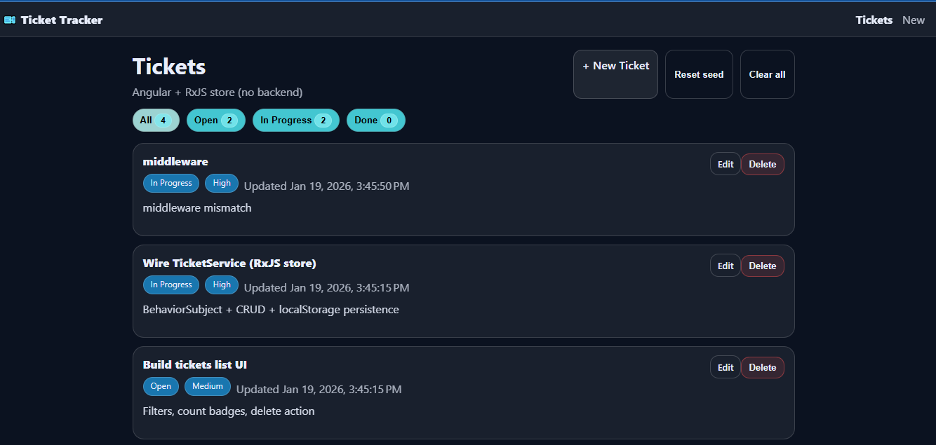 Ticket CreatorAngular screenshot